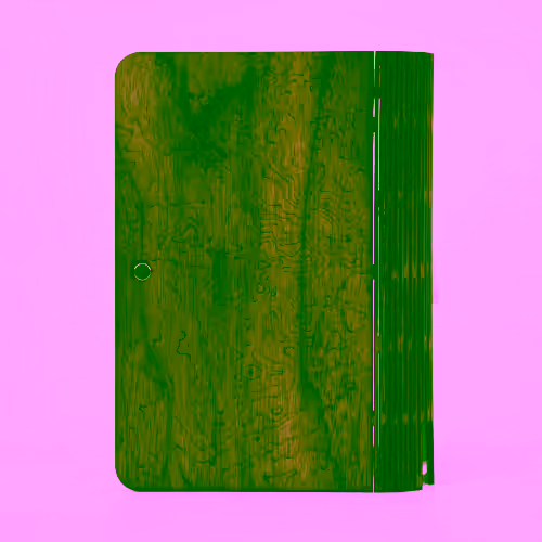 The topographic engraving is on one half of the outer cover and comprises contour lines etched into the wood.