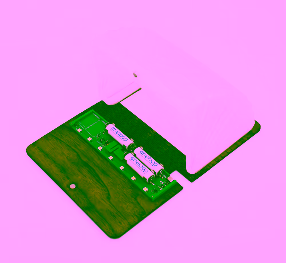 One side of the outer cover can be opened to access the PCB where the three AA batteries can be changed.